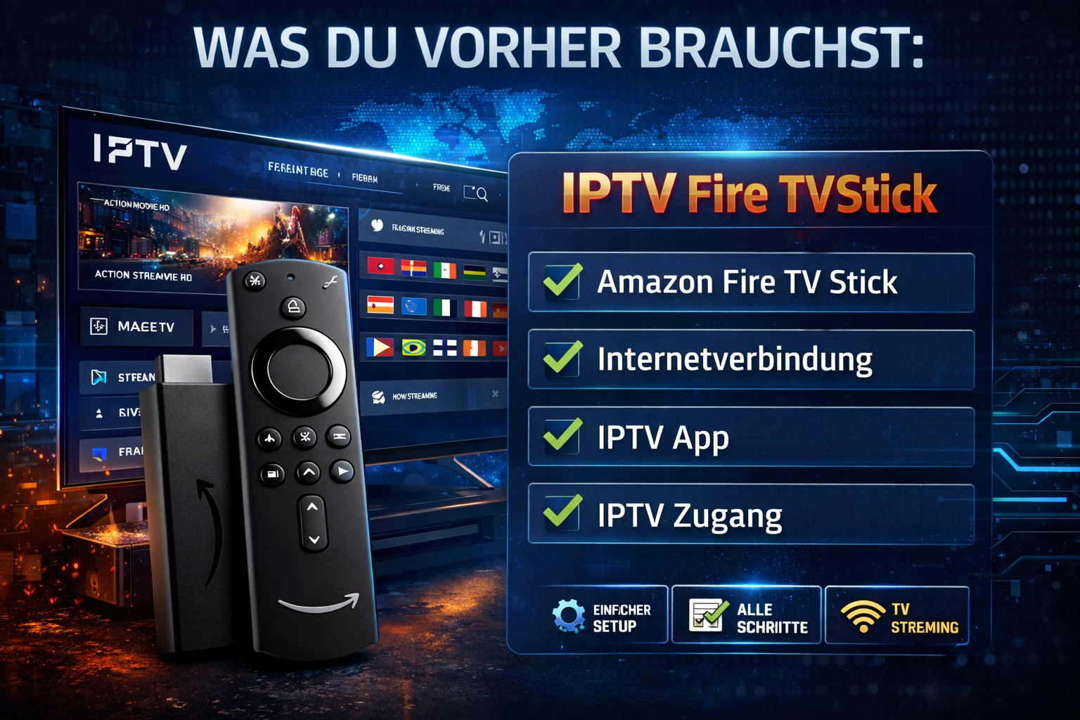 Schritt für Schritt Anleitung zur Installation einer IPTV App für Fire TV Stick mit Einstellungen und Downloader App