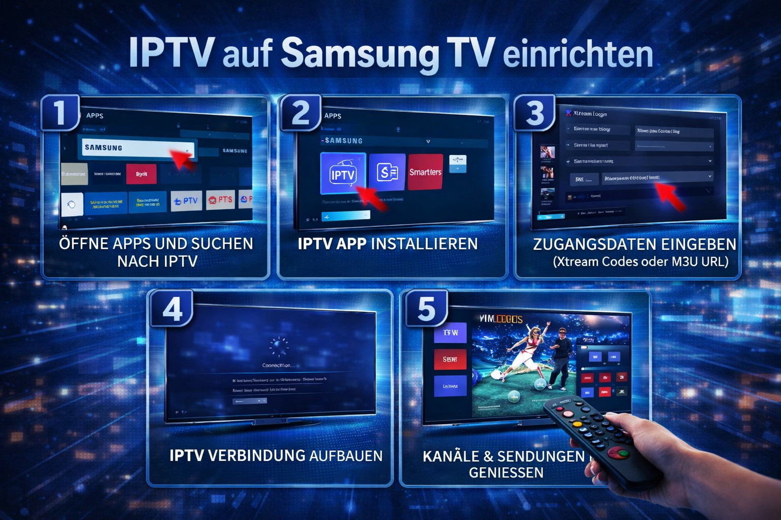 iptv samsung smart tv einrichten schritt für schritt anleitung mit apps und login