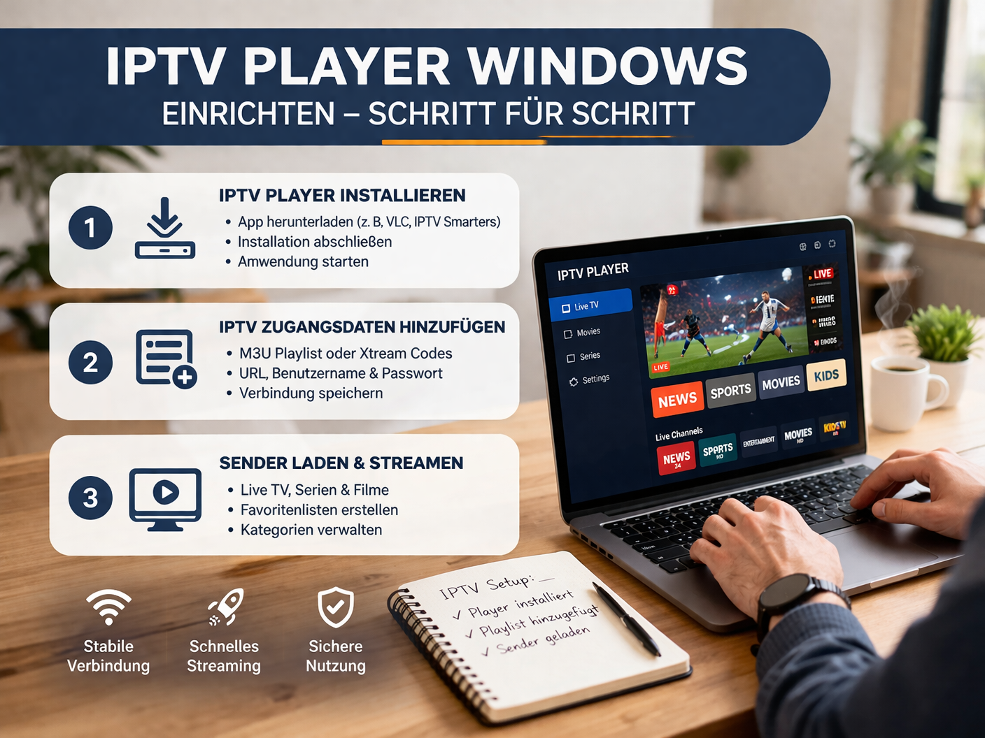 iptv player windows installation und einrichtung mit m3u playlist auf pc