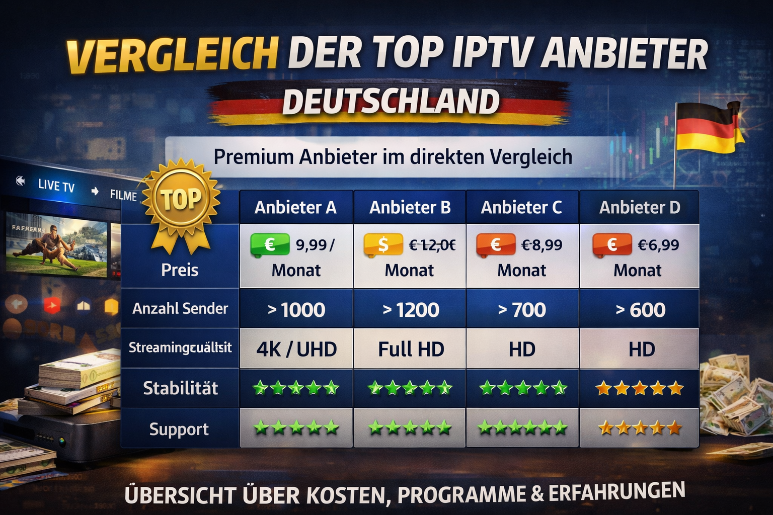 iptv anbieter vergleich deutschland tabelle mit premium iptv germany preise sender und erfahrungen