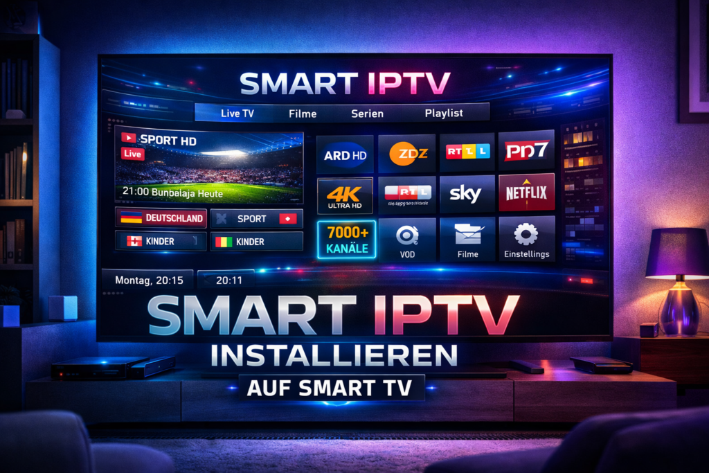 smart iptv installieren auf smart tv mit iptv app und live tv interface