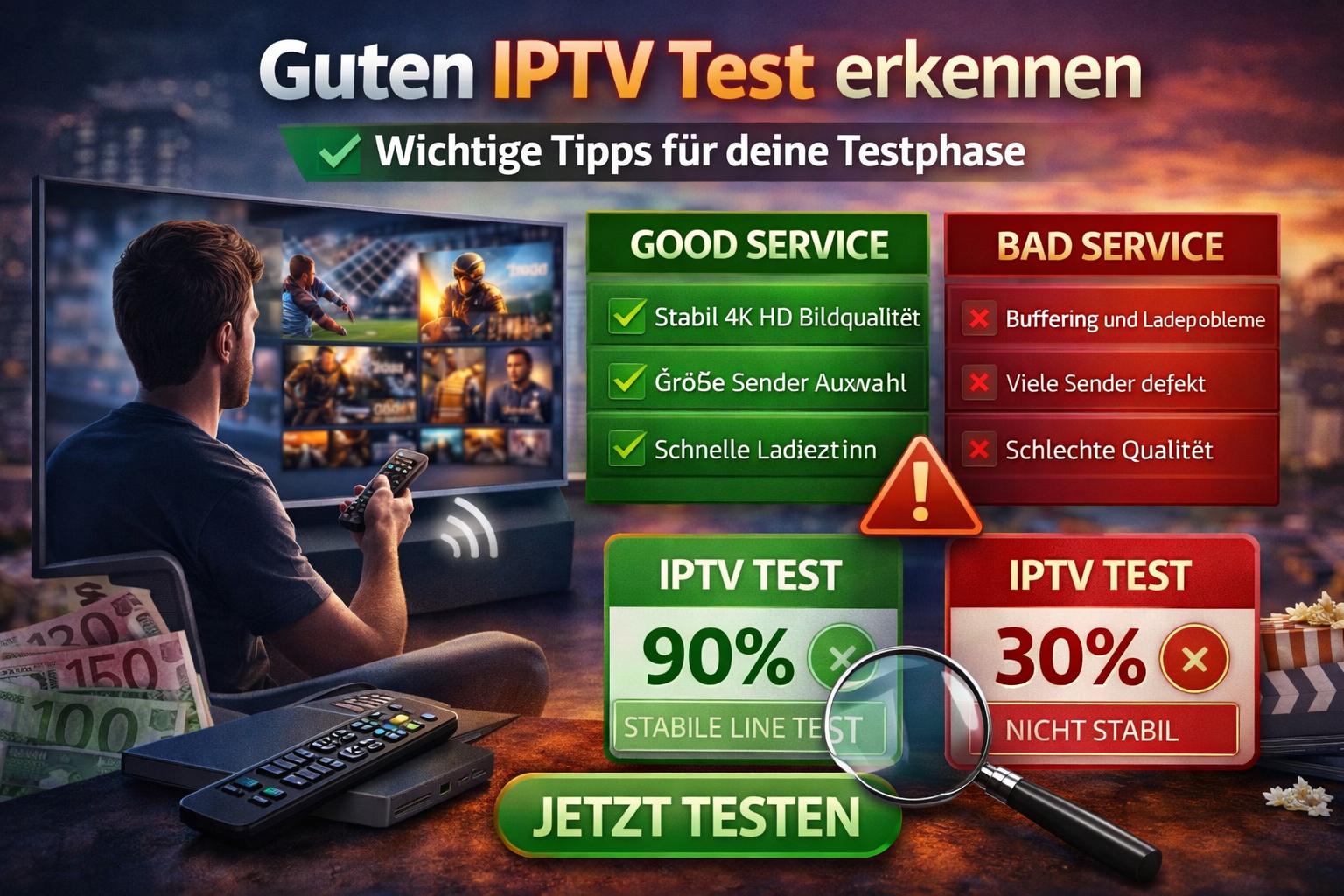 iptv free trial vergleich guter anbieter vs schlechter iptv test stabilität qualität