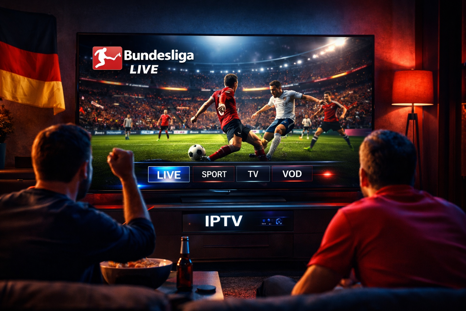 iptv bundesliga schauen mit fernbedienung live fussball streaming auf smart tv