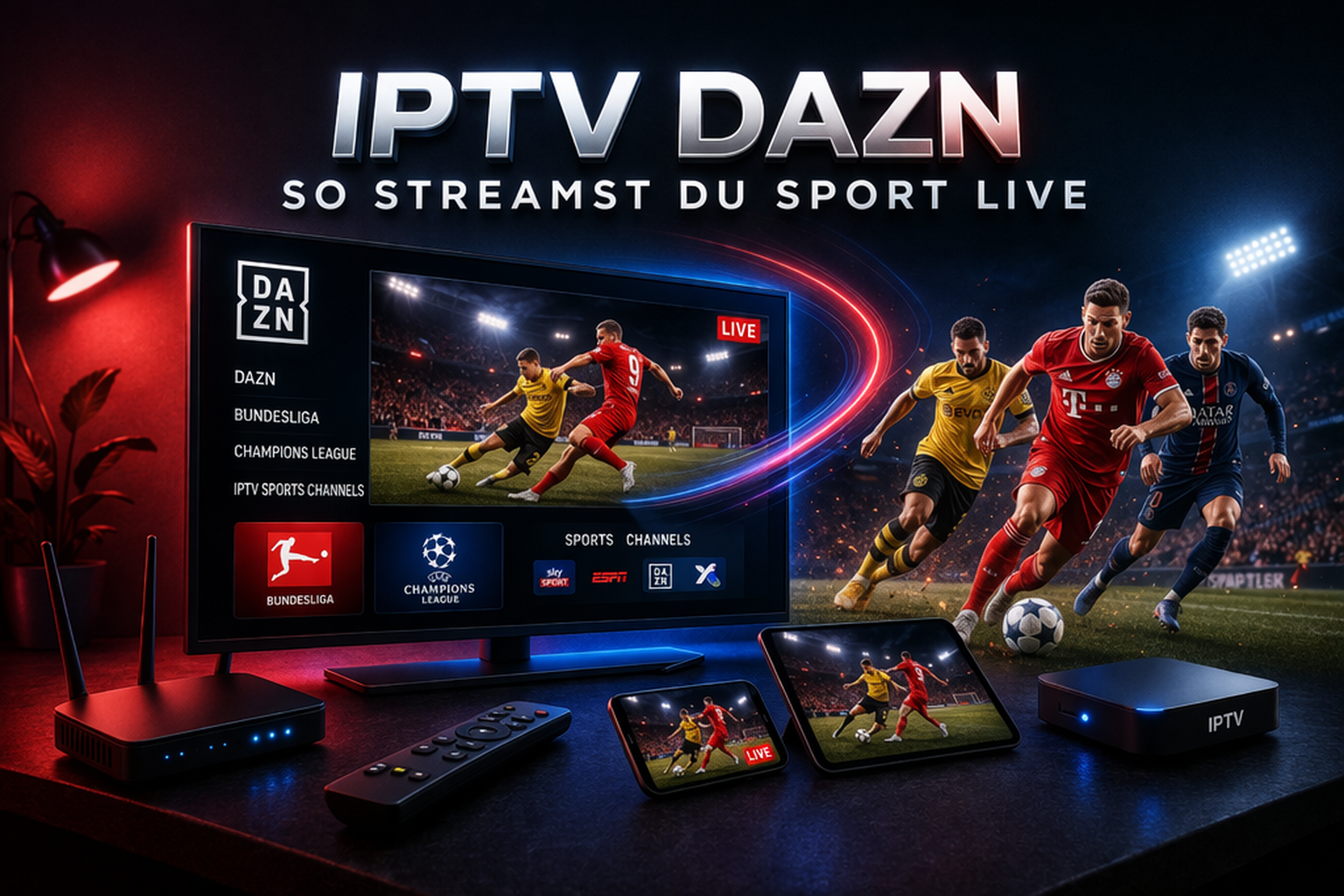 iptv dazn und sky sport kanäle kombiniert fussball streaming alle spiele live