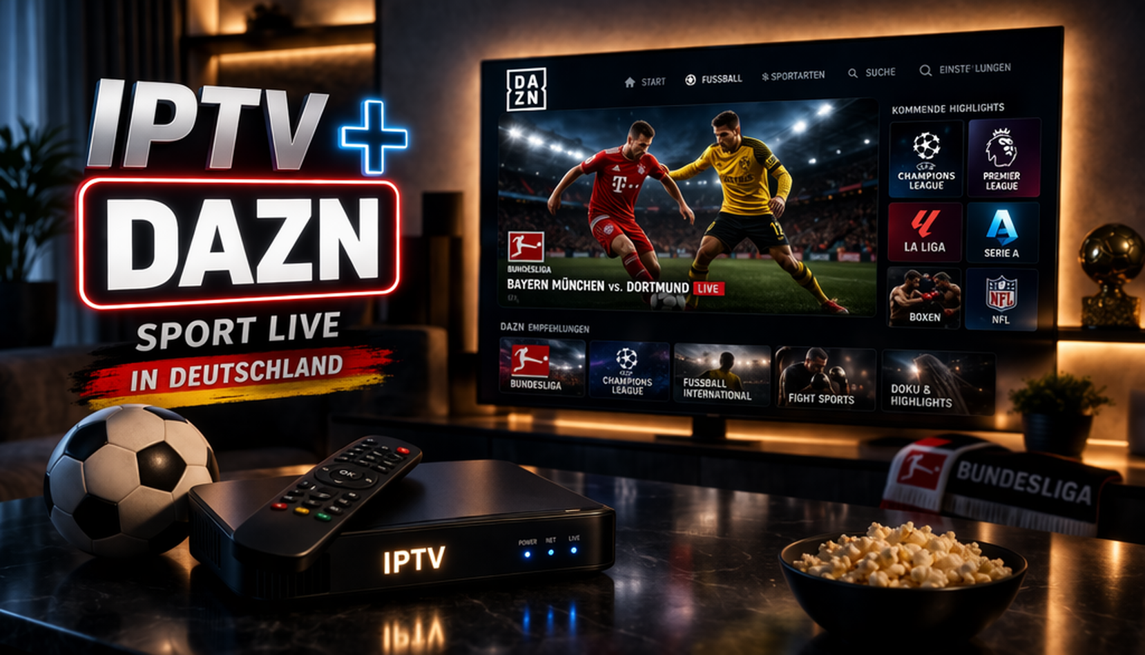 iptv sport streaming deutschland mehrere geräte dazn sky fussball live iptv