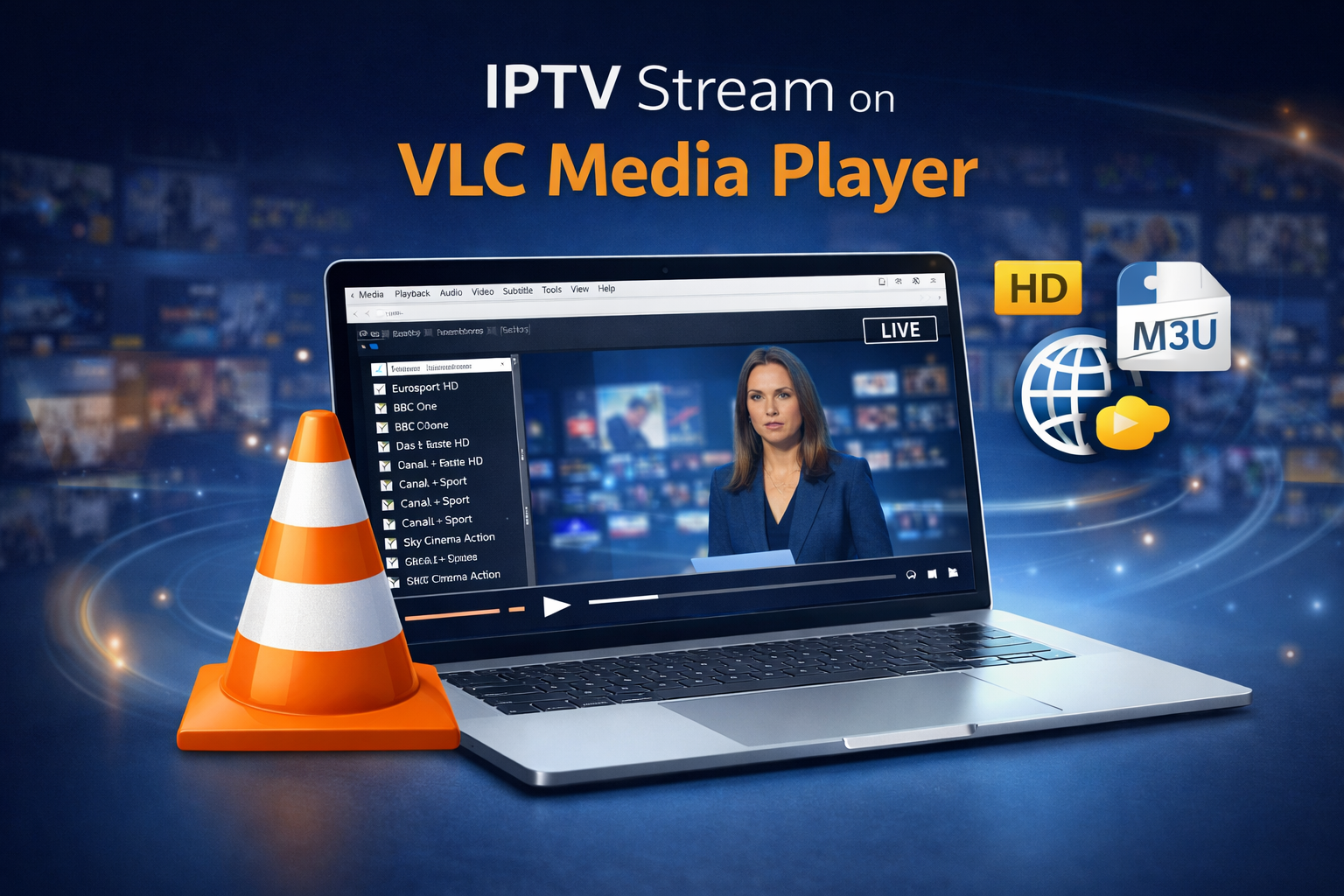 vlc iptv setup auf laptop mit m3u playlist iptv vlc media player streaming anleitung