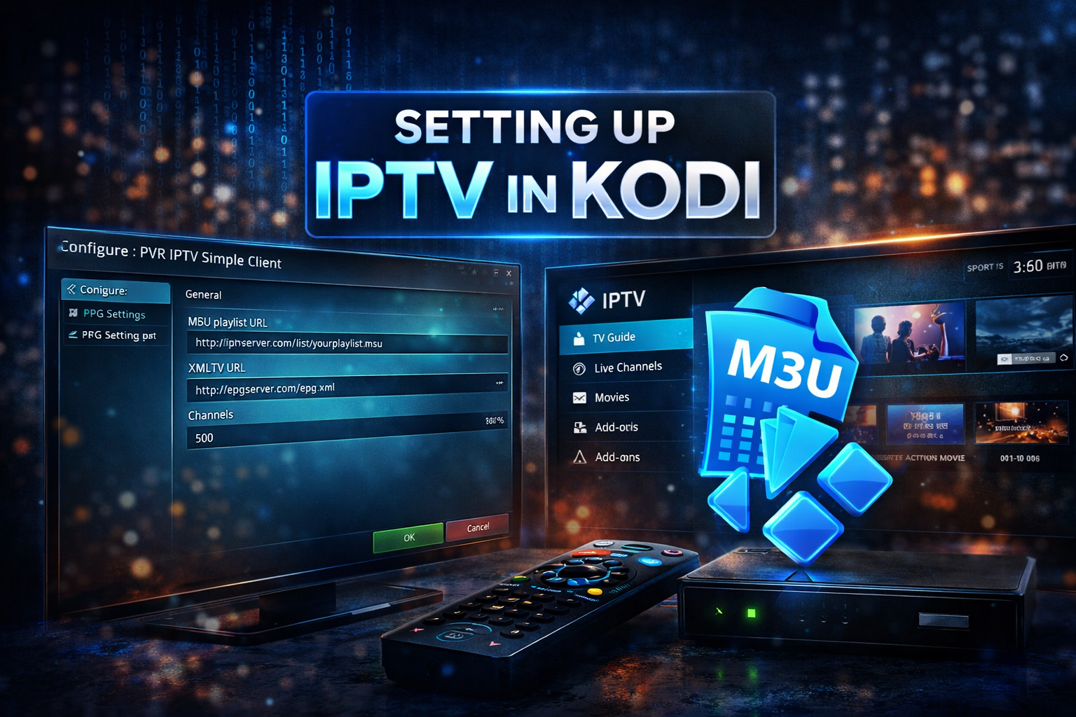 kodi iptv einrichten pvr iptv simple client m3u playlist addon setup kodi streaming