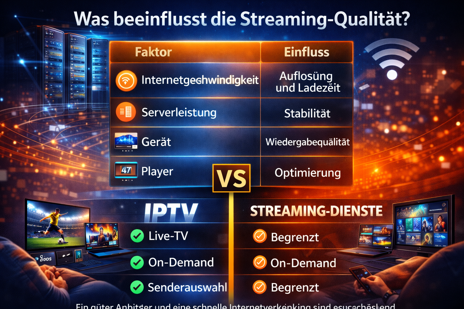iptv streaming qualität faktoren internet geschwindigkeit server gerät erklärung